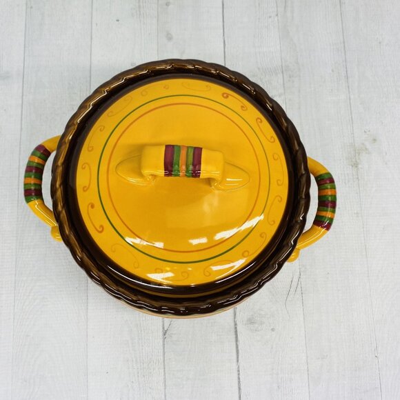 Celebrating Home TUSCAN  Oven Safe Stoneware 4 qt Bean Pot Handle Casserole Dish - Picture 5 of 12